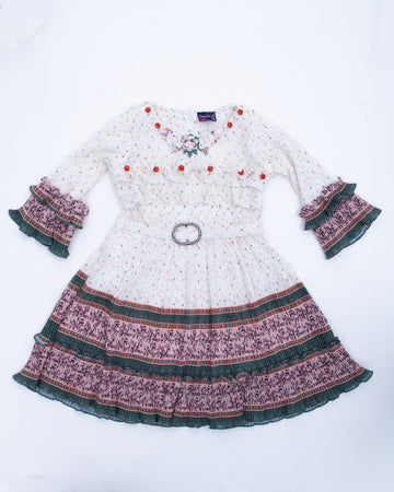 White & Green Colour Girls Western Wear Set