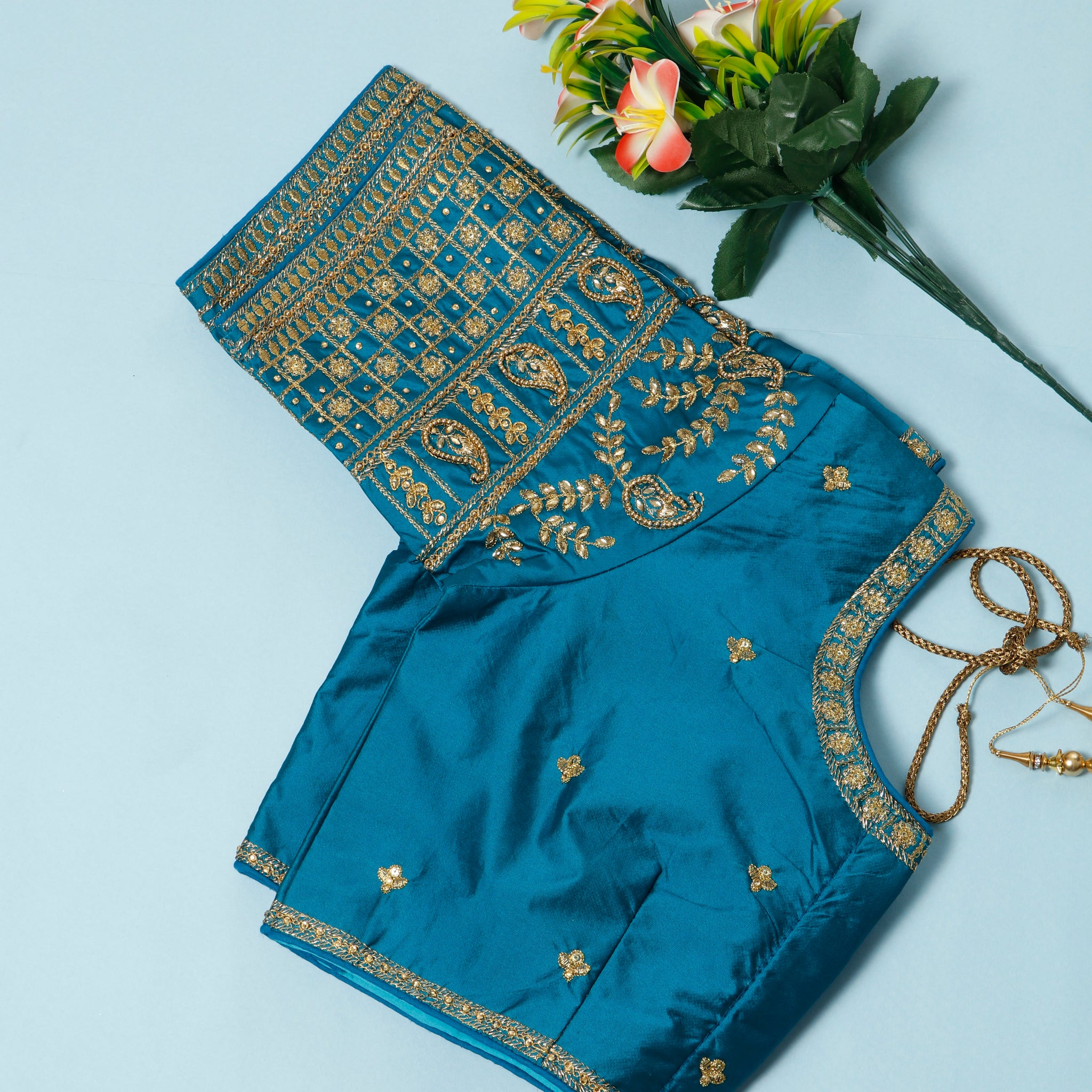 Teal Colour Readymade Blouse (Free Size)