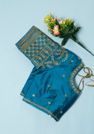 Teal Colour Readymade Blouse (Free Size)