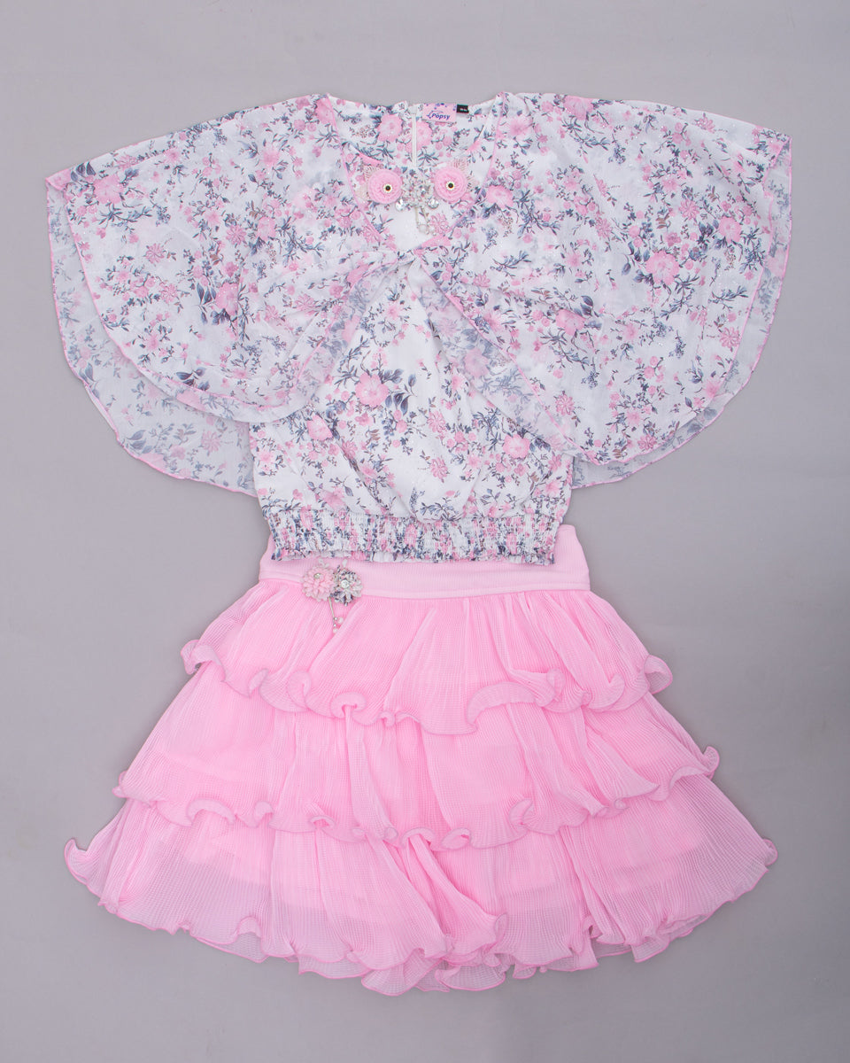 Rose Pink Colour Girls Western Wear Set