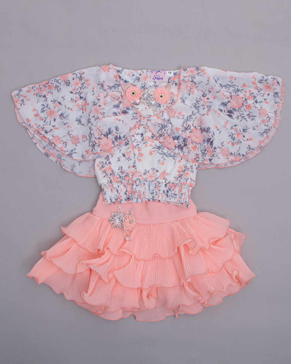Peach Colour Girls Western Wear Set