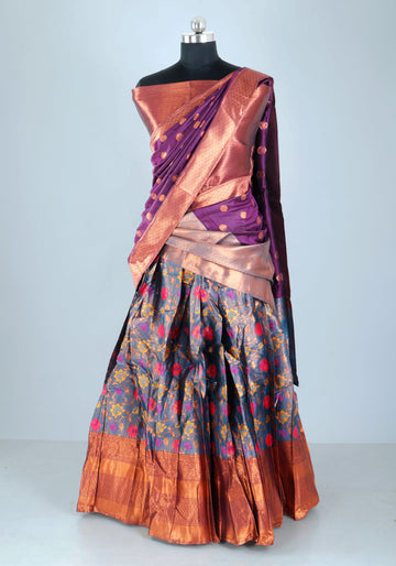 Designer Semi-Stitched Lehenga Choli with Brocade Blouse  - Purple