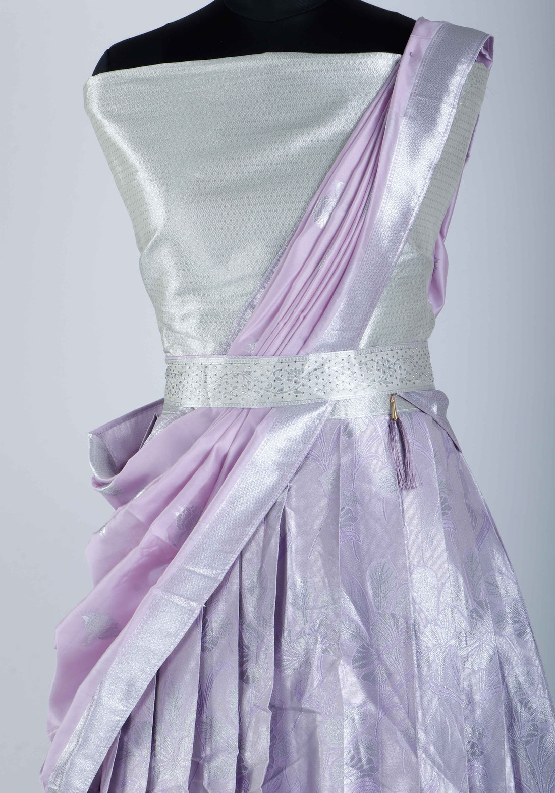Lavender Colour Printed Semi - Stitched Bridal Wedding Lehenga