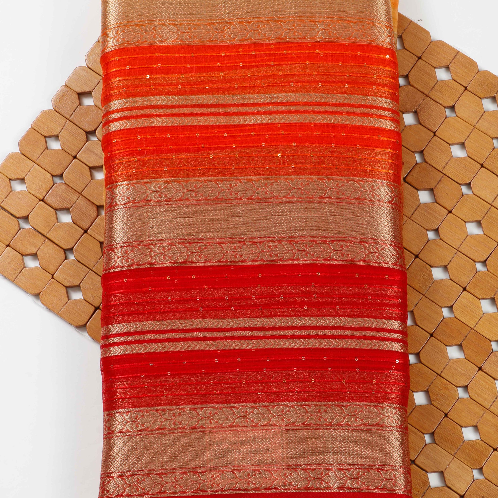 Light Orange Color Raw Silk Saree - RS11