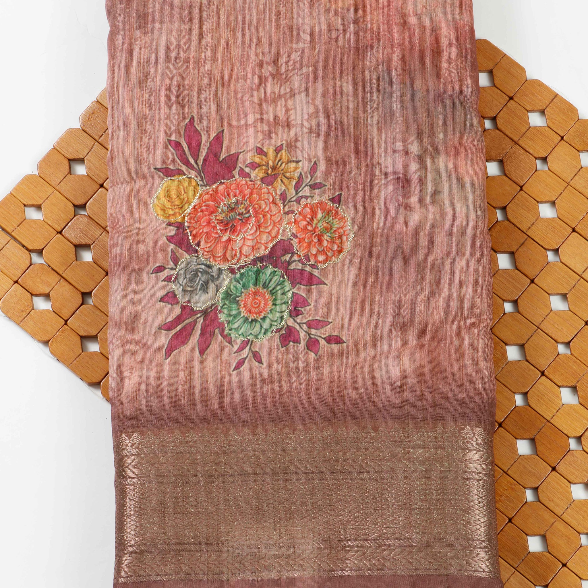 Light Brown Color Raw Silk Saree - RS21