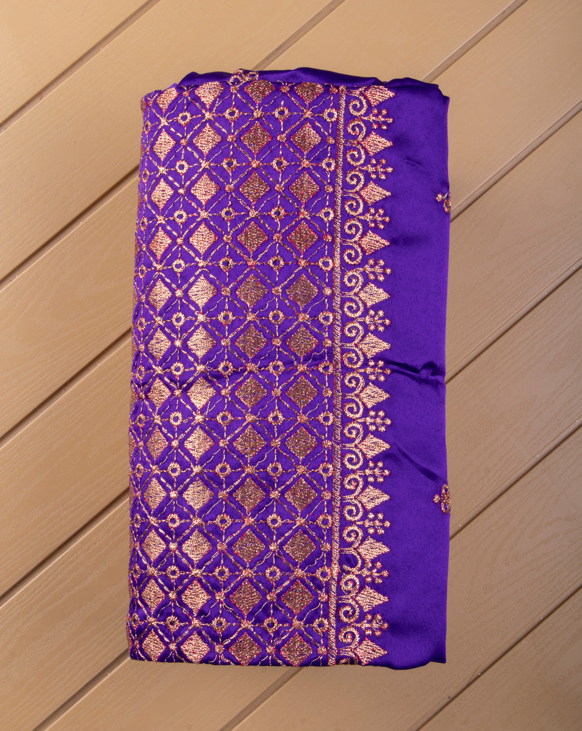 Violet Embroidered Unstitched Blouse Material
