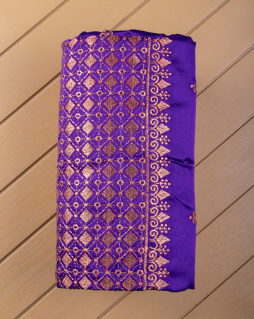 Violet Embroidered Unstitched Blouse Material
