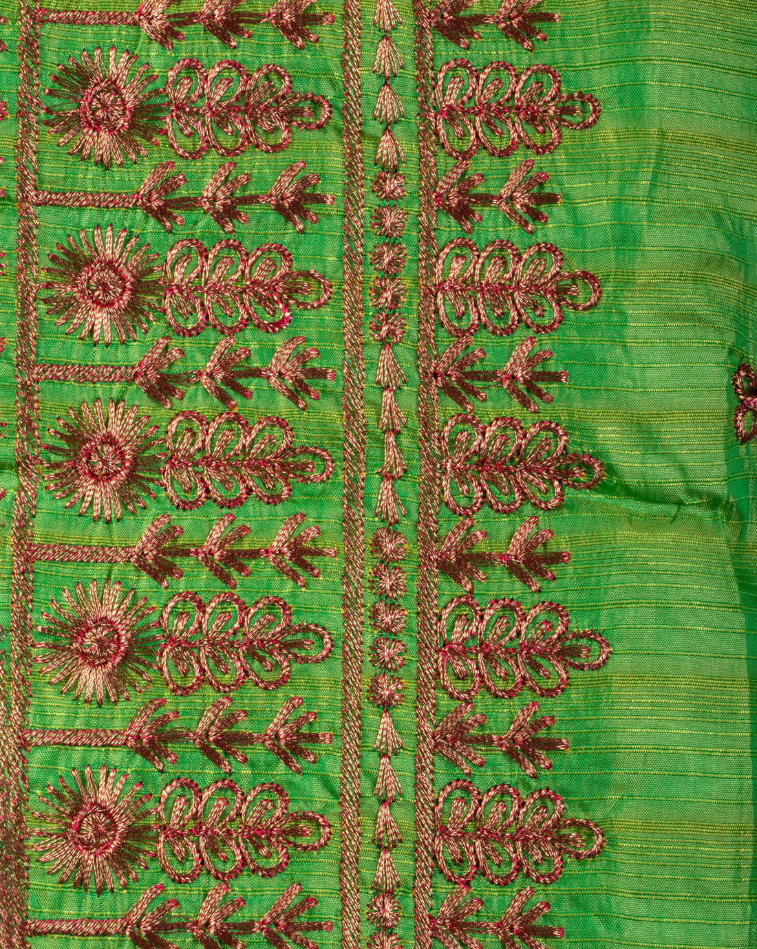 Embroidered Raw Silk Unstitched Blouse Material - Green
