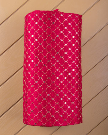 Pink Embroidered Unstitched Blouse Material