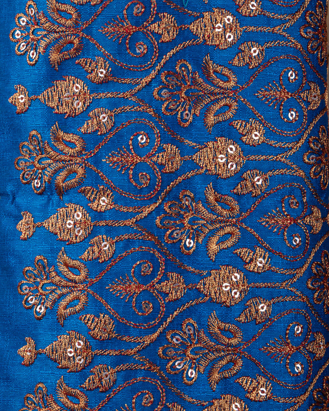 Embroidered Unstitched Blouse Material with Intricate Aari Work and Sequin Embellishments - Blue