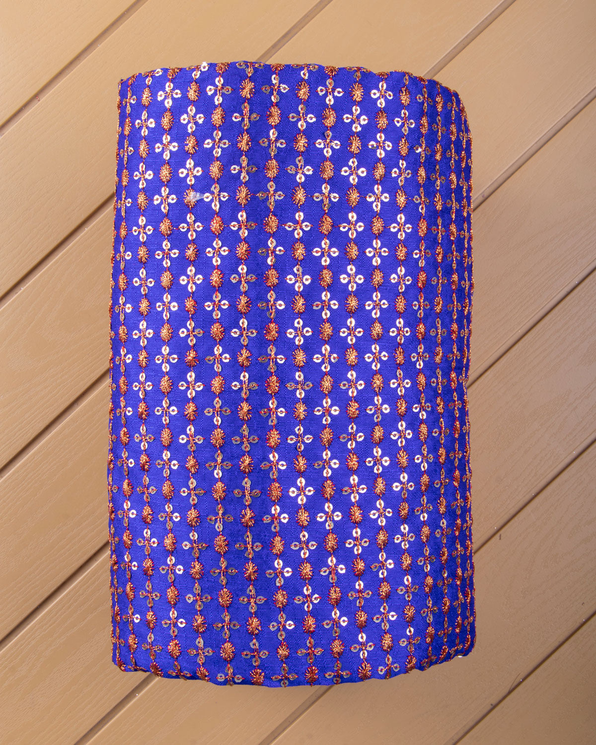 Blue Embroidered Unstitched Blouse Material