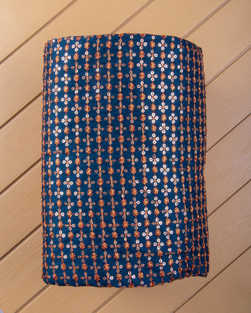 Blue Embroidered Unstitched Blouse Material