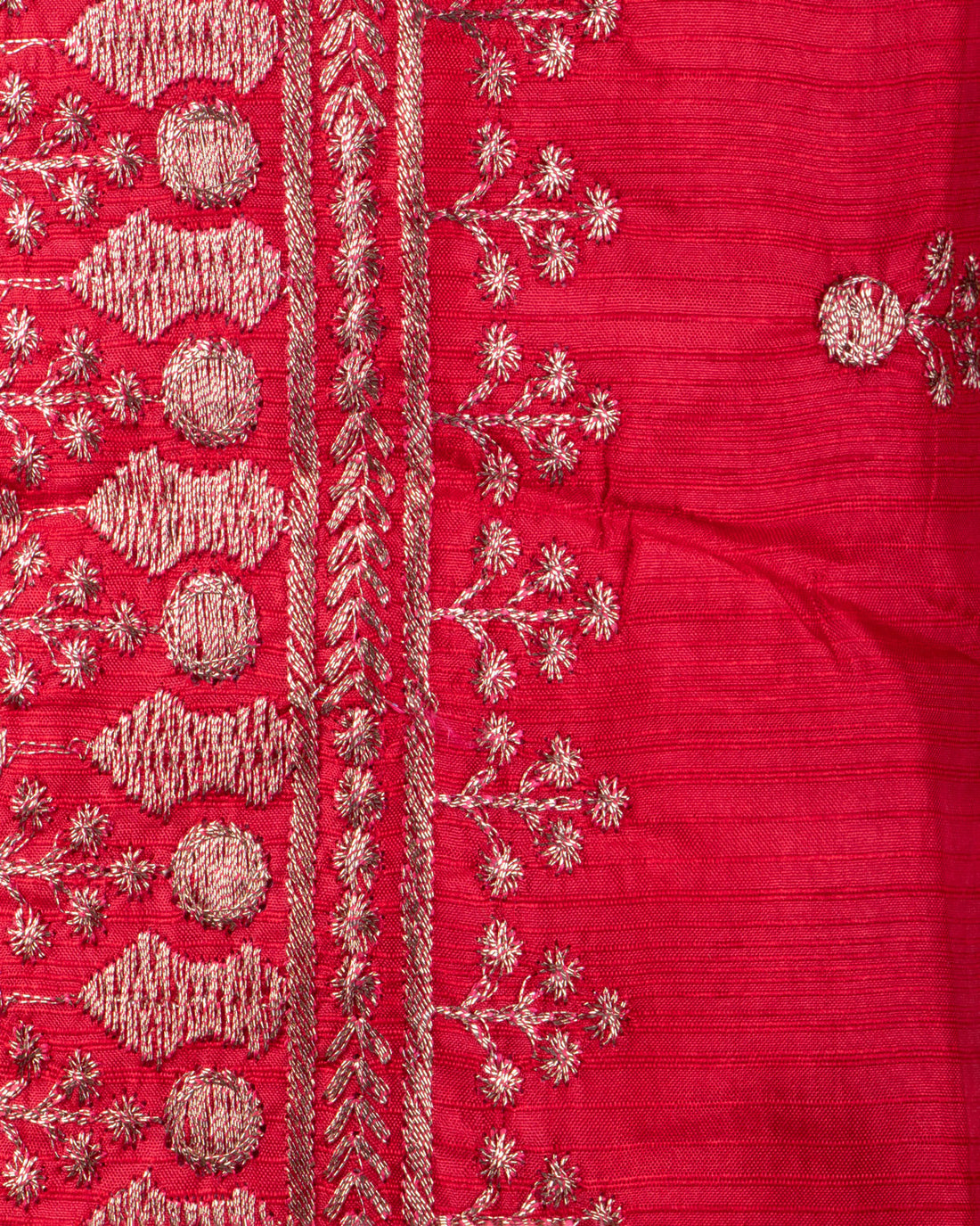 Red Embroidered Unstitched Blouse Material