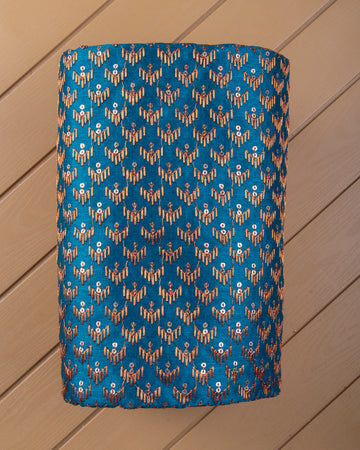 Blue Embroidered Unstitched Blouse Material