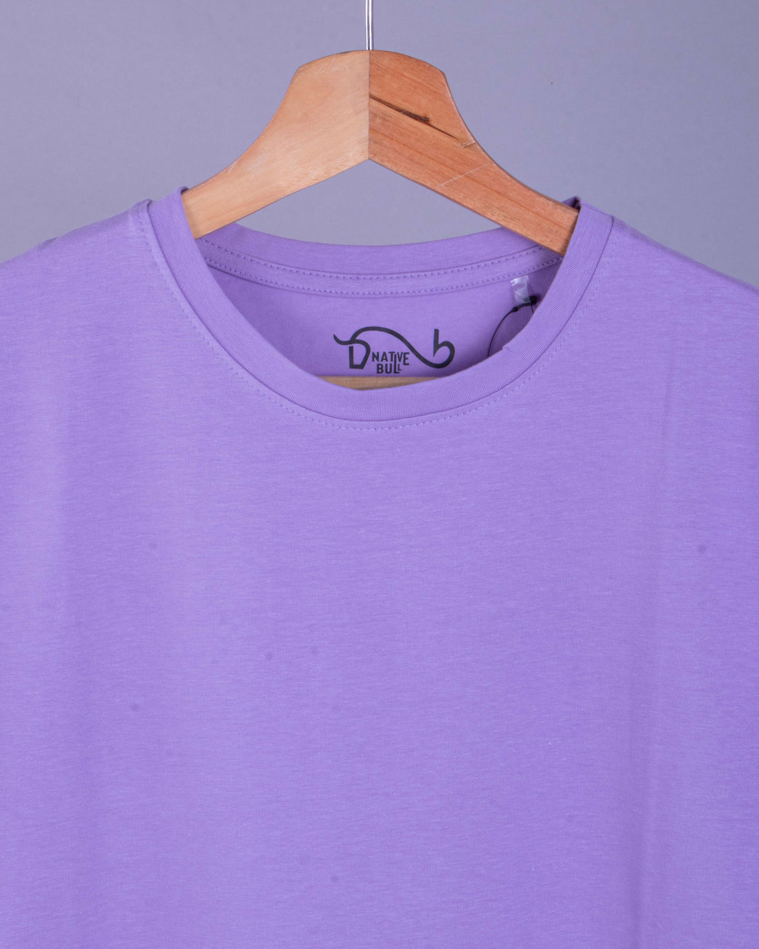 Nativebull Men's Solid Round Neck Half Sleeve Cotton T-Shirt - Lavender