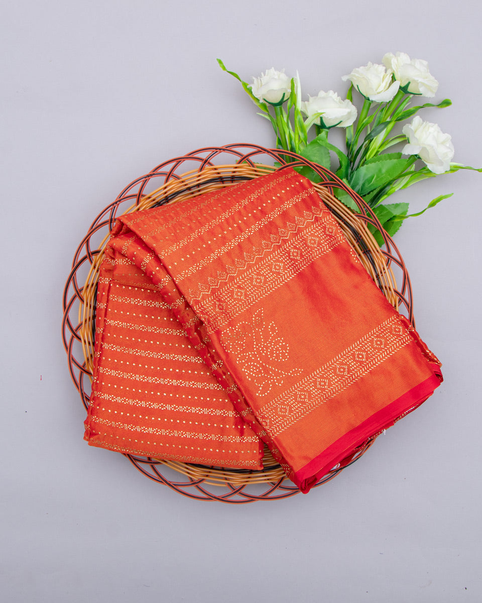 Orange Colour Chiffon Saree