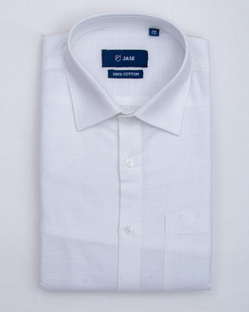 White Colour Solid Formal Half Sleeve Shirt