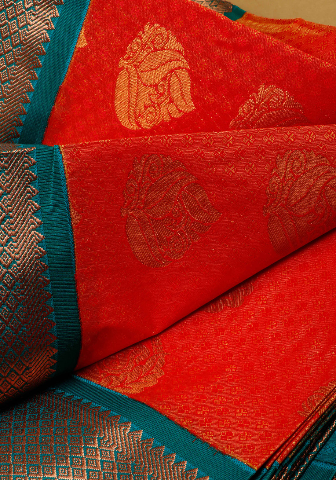 Orange Colour Printed Premium Silk Saree