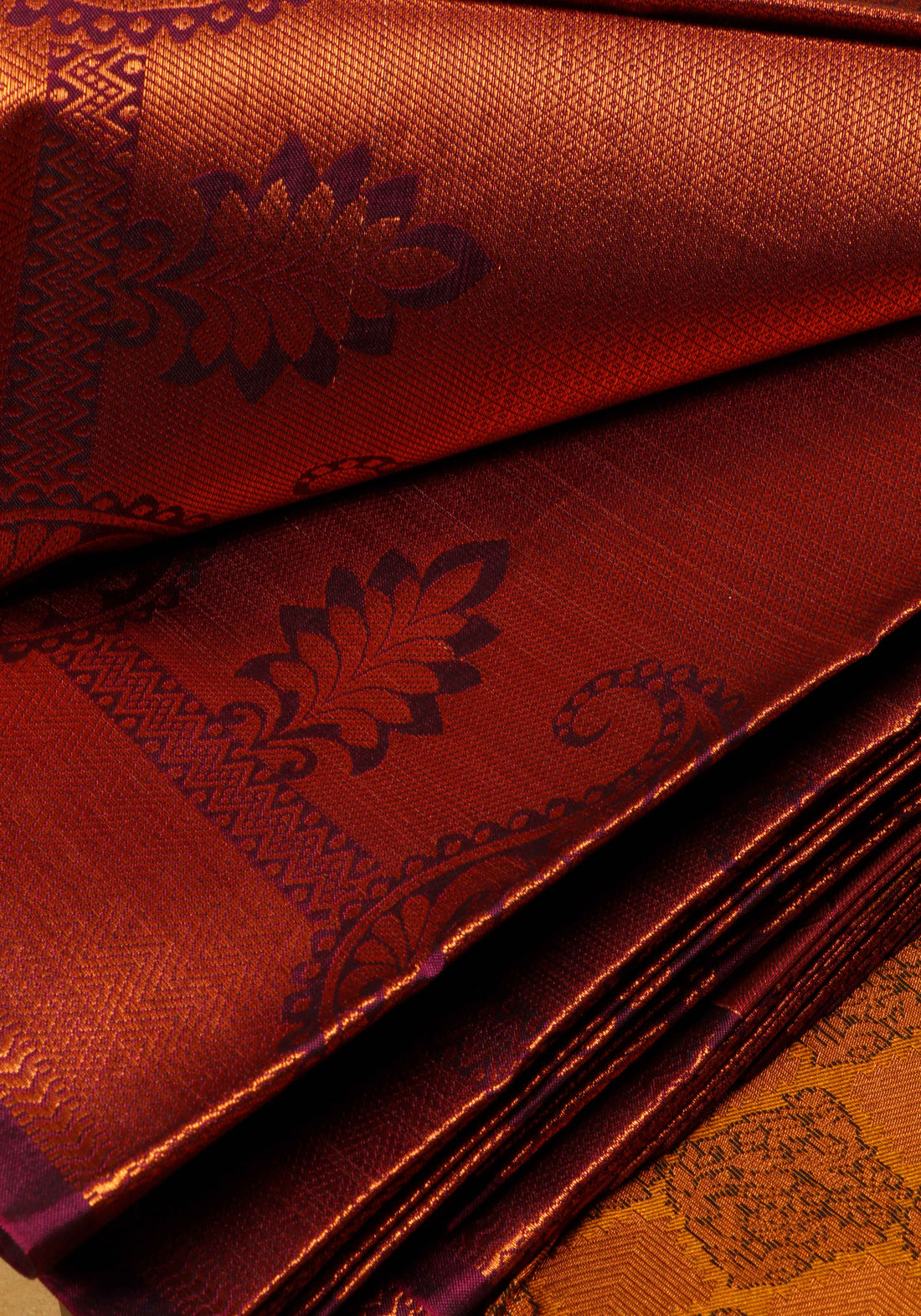 Copper Colour Printed Premium Silk Saree