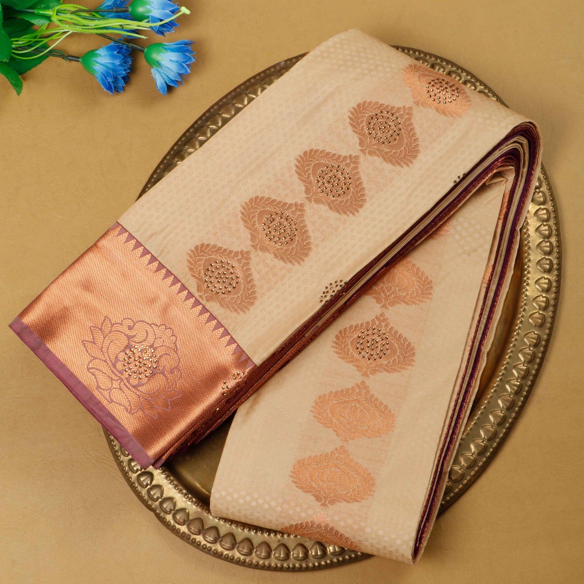Sandal Colour Printed Premium Silk Saree