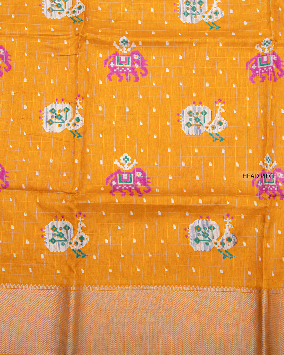Buy Yellow Color Dola Saree