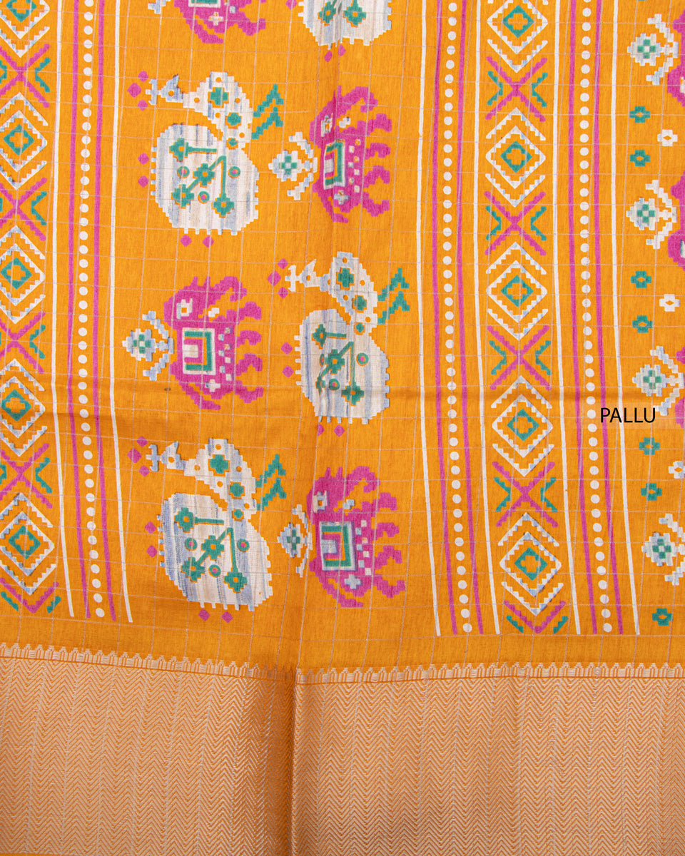 Shop Yellow Color Dola Saree