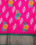 Buy Pink Color Dola Saree