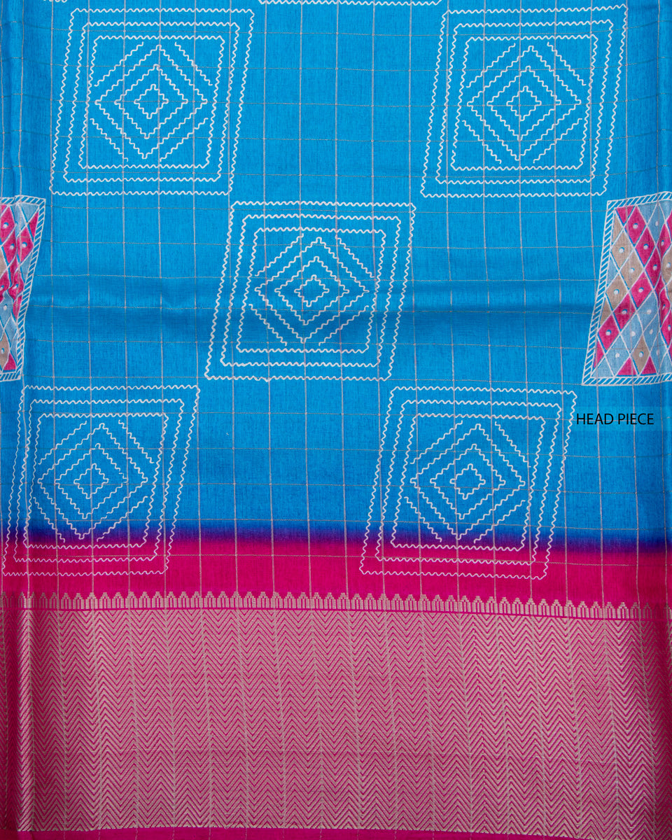 Sky Blue Color Dola Saree