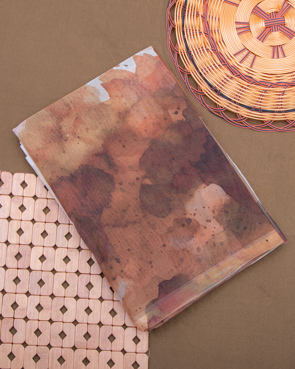 Brown Color Organza Saree