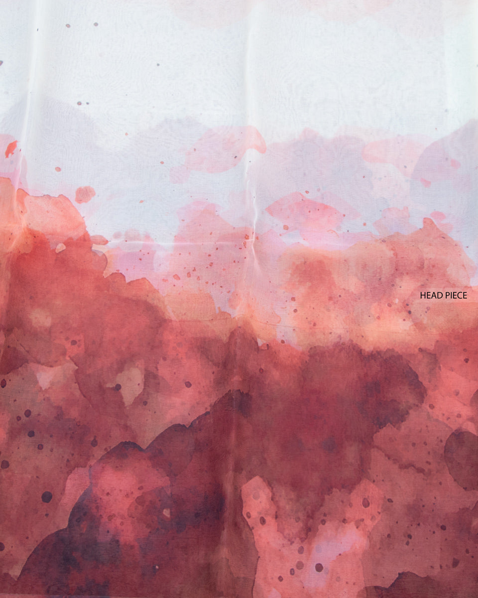 Ethereal Ombre Draped Elegant Lightweight Organza Weave - Maroon