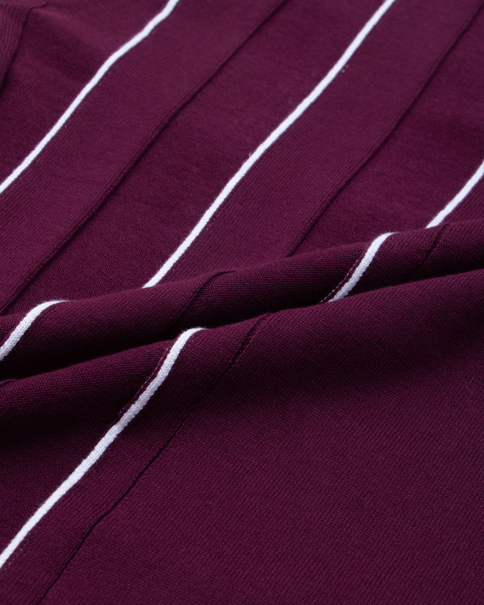 Men's Striped Nativebull Collar Half Sleeve T-Shirt -  Maroon