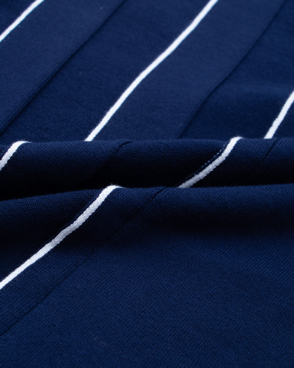 Men's Textured Slim Fit Nativebull T-Shirt with Short Sleeves and Button Closure -  Navy Blue