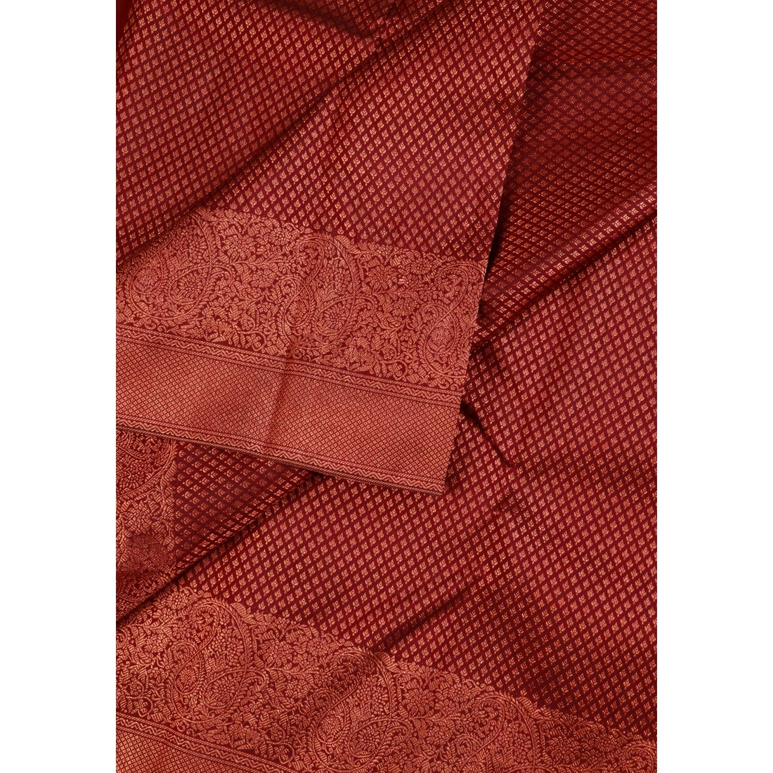Maroon Colour Kanchipuram Pure Silk Saree With Copper Zari