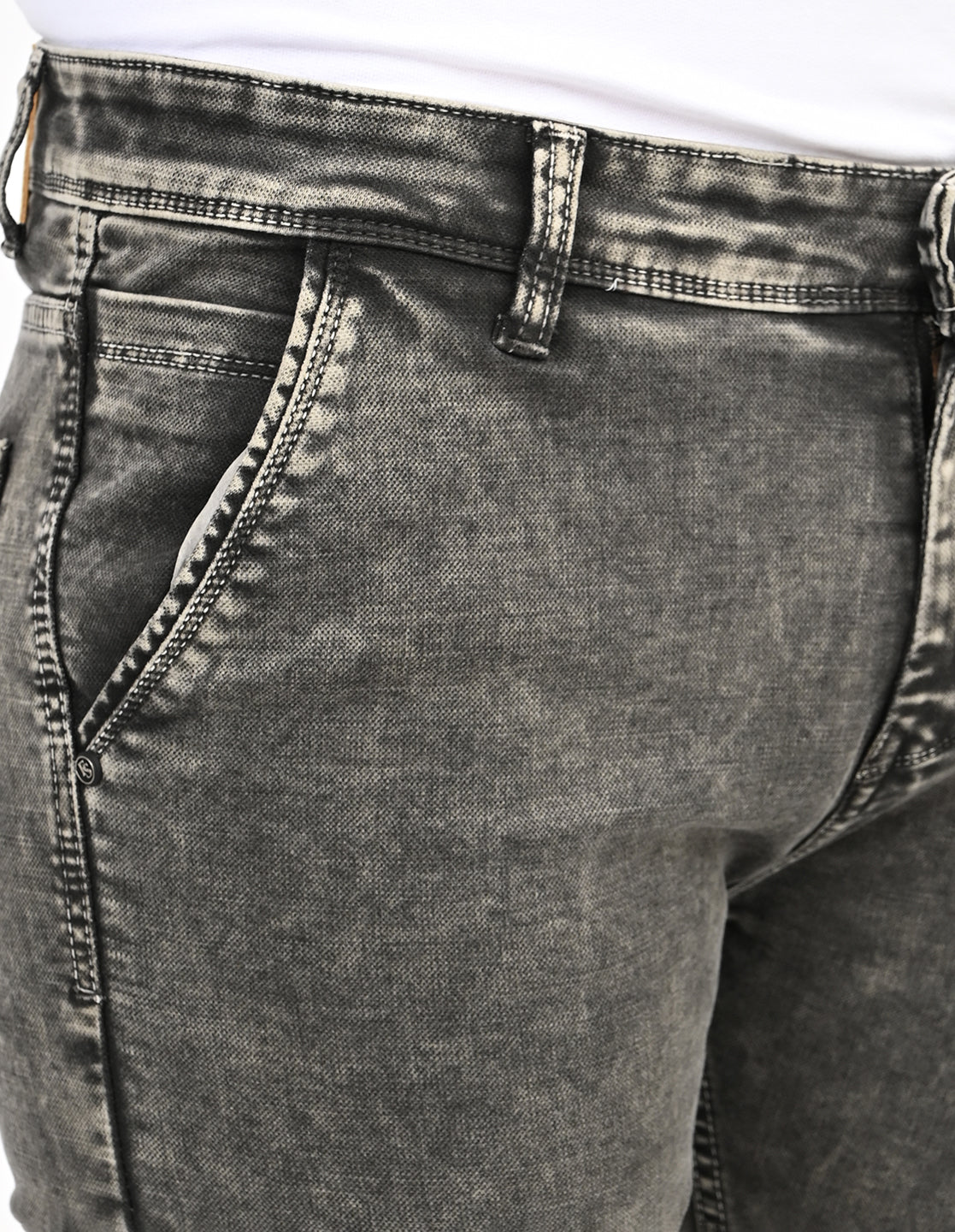 Men Mid Rise Slim Fit Clean Look Stretchable Jeans - Dark Grey-three