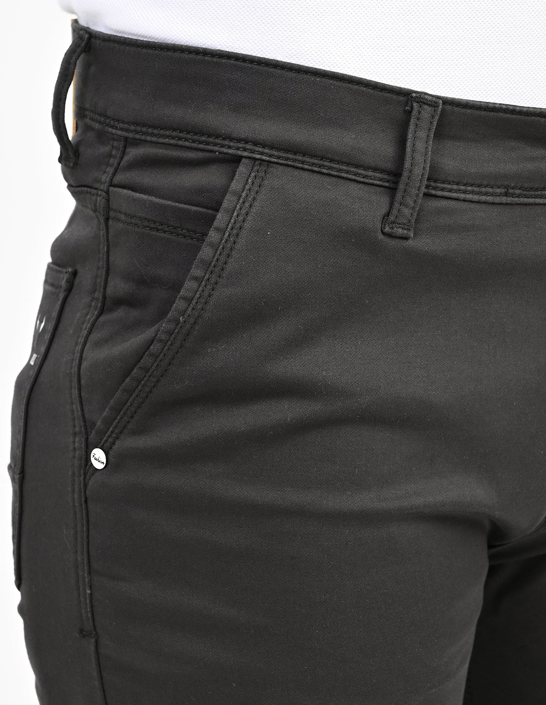 Men Mid Rise Slim Fit Clean Look Stretchable Jeans - Black