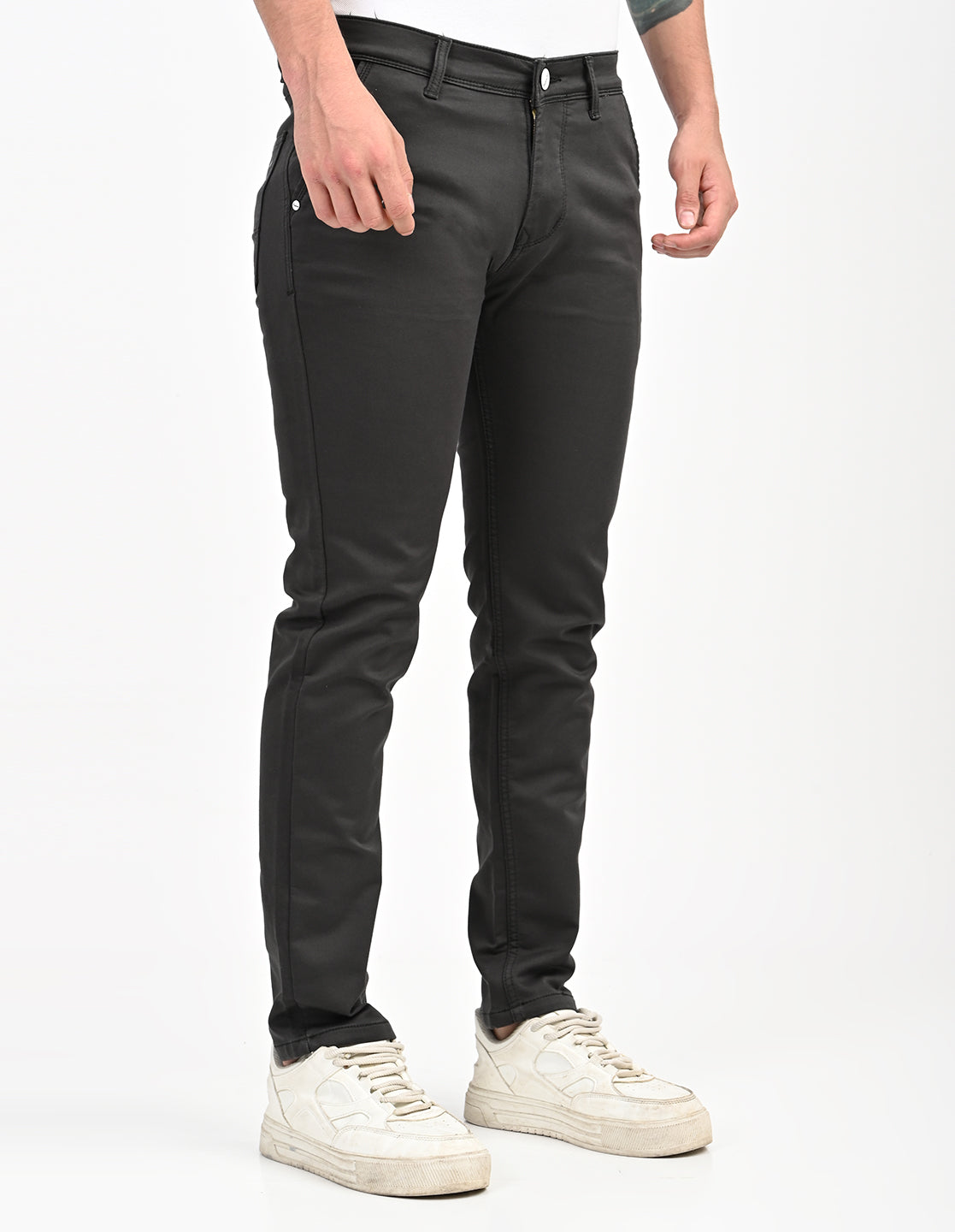 Men Mid Rise Slim Fit Clean Look Stretchable Jeans - Black