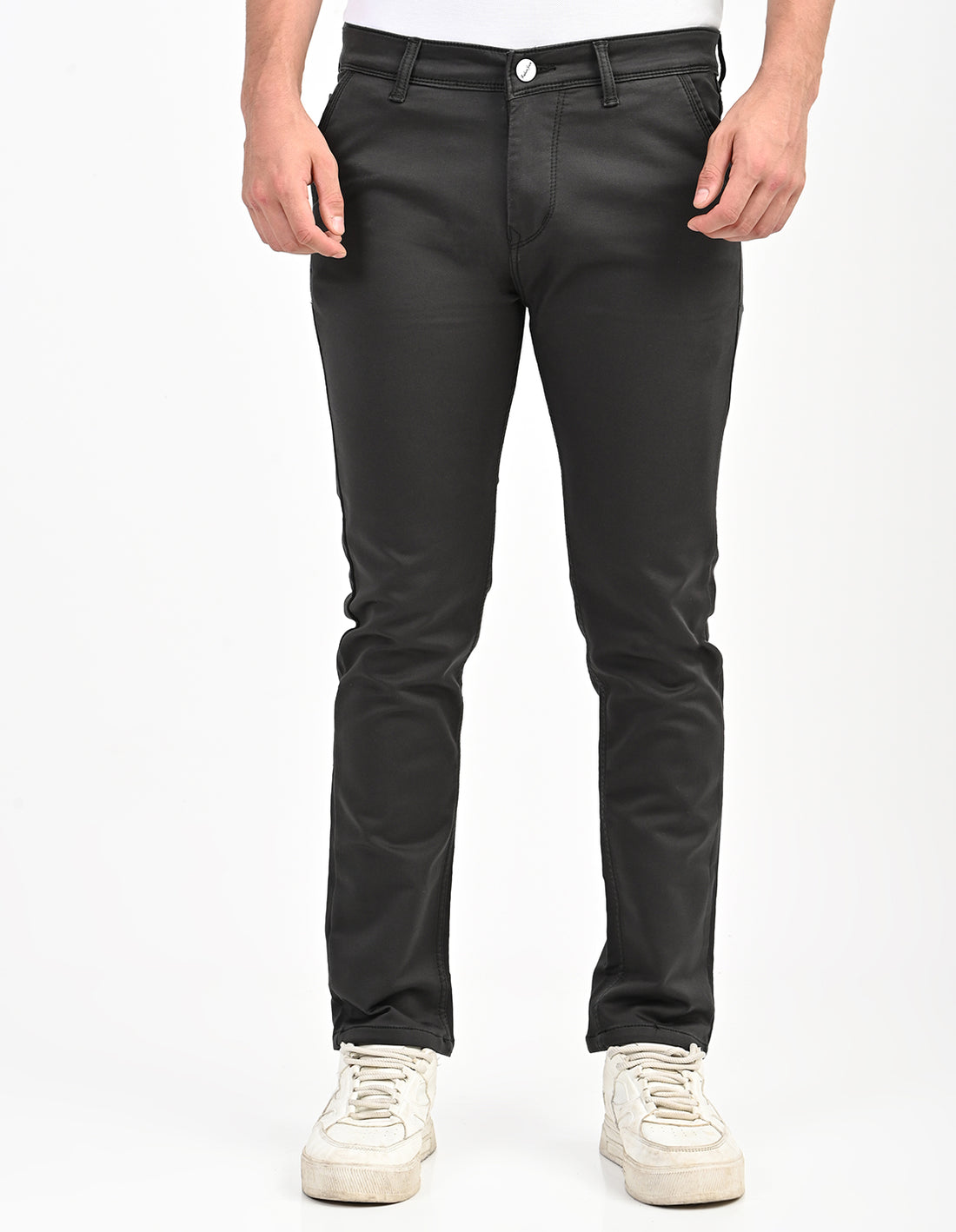 Men Mid Rise Slim Fit Clean Look Stretchable Jeans - Black