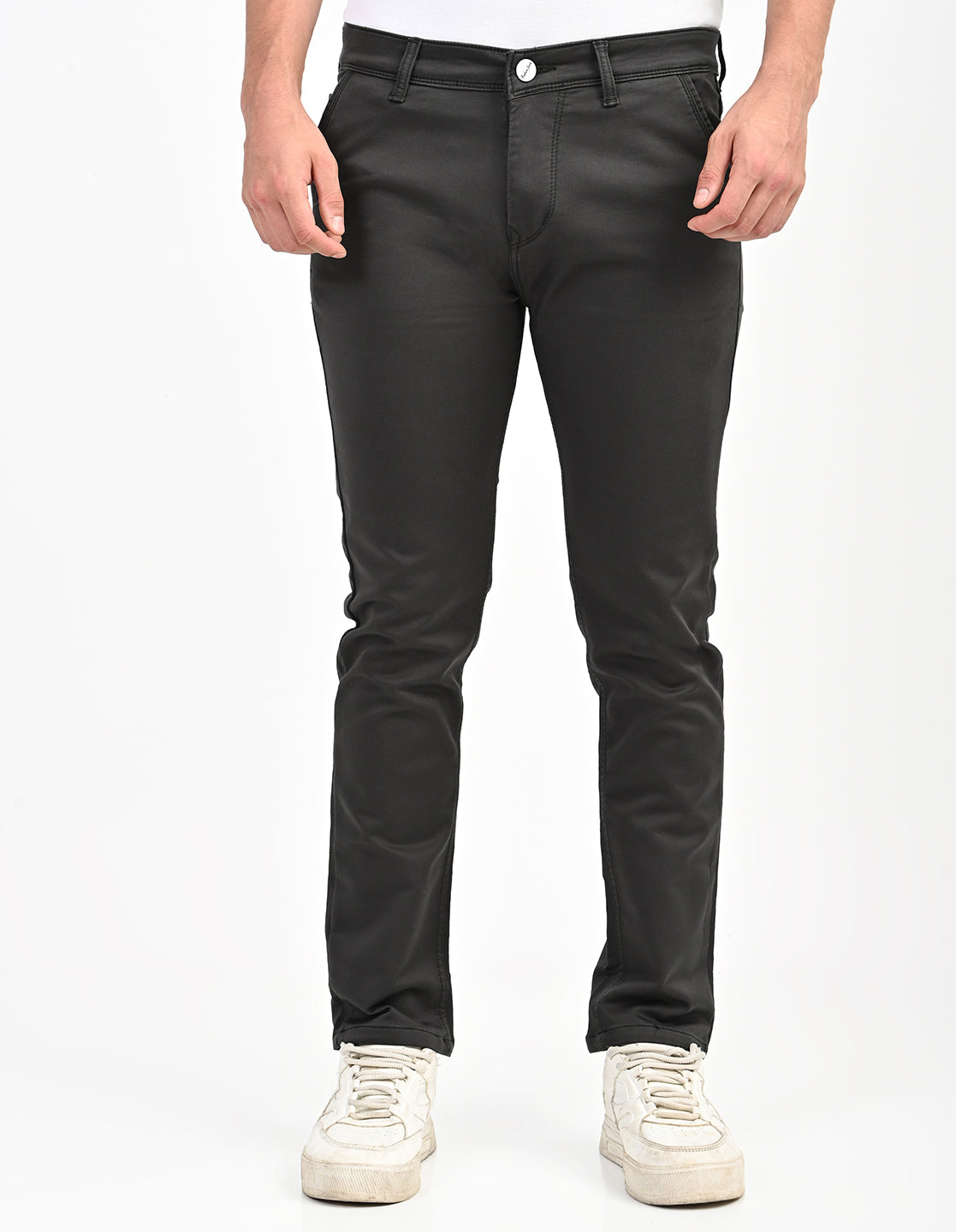 Men Mid Rise Slim Fit Clean Look Stretchable Jeans - Black