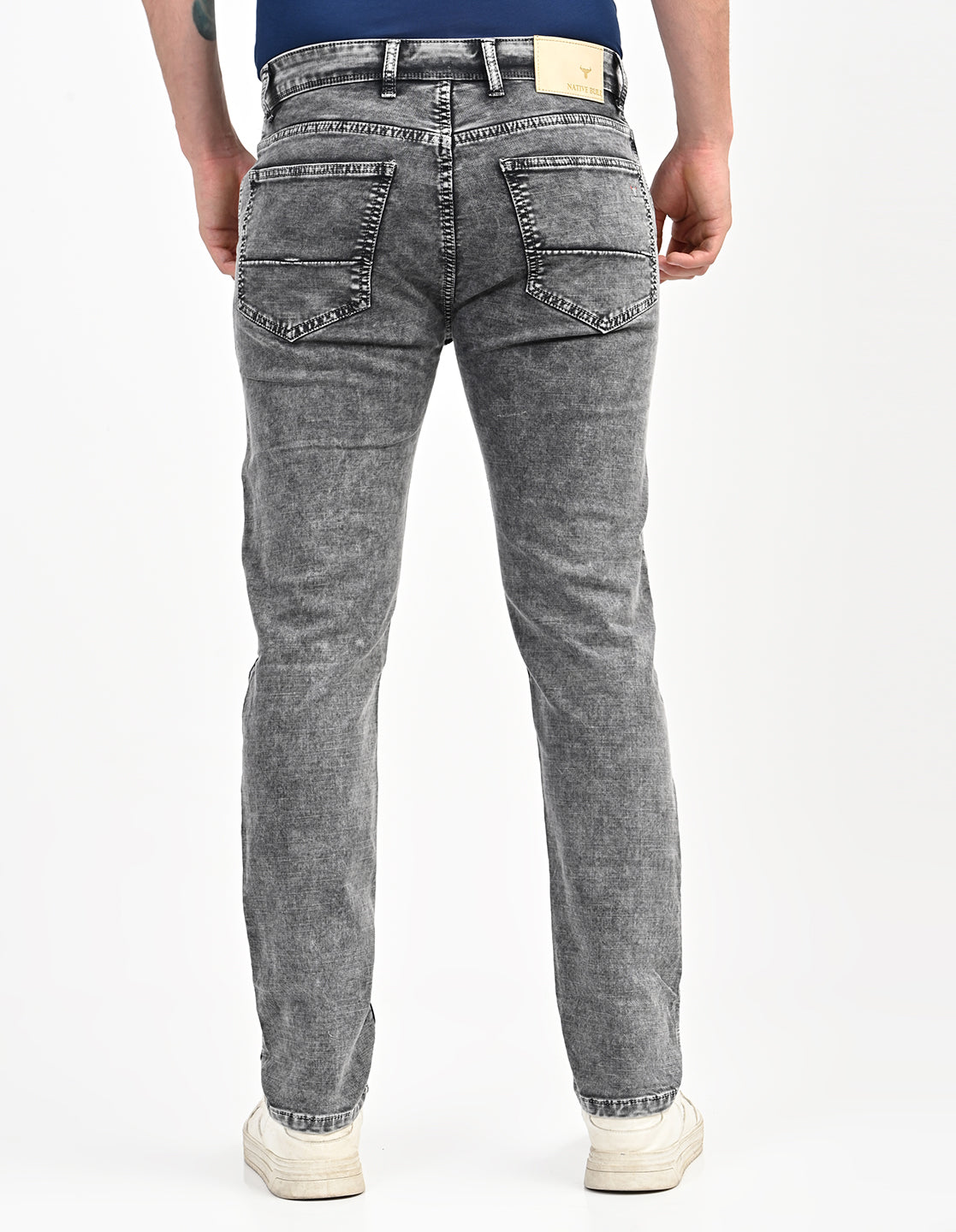 Men Mid Rise Slim Fit Clean Look Stretchable Jeans - Dark Grey