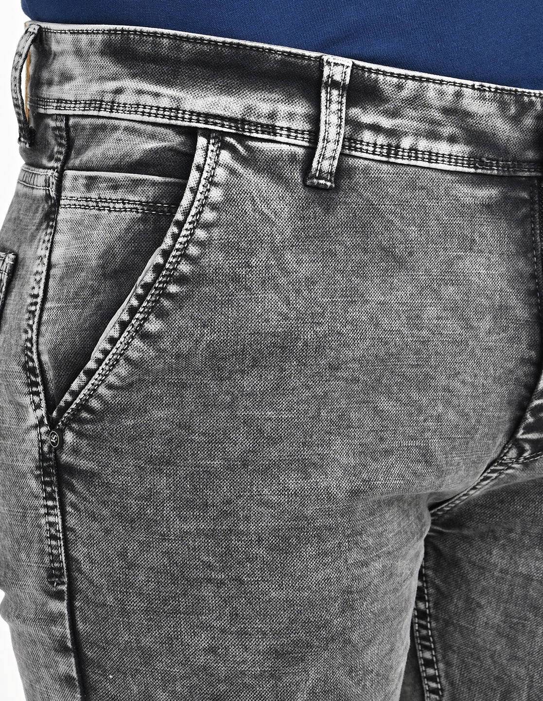 Men Mid Rise Slim Fit Clean Look Stretchable Jeans - Dark Grey