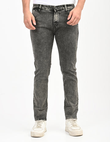 Men Mid Rise Slim Fit Clean Look Stretchable Jeans - Dark Grey-three