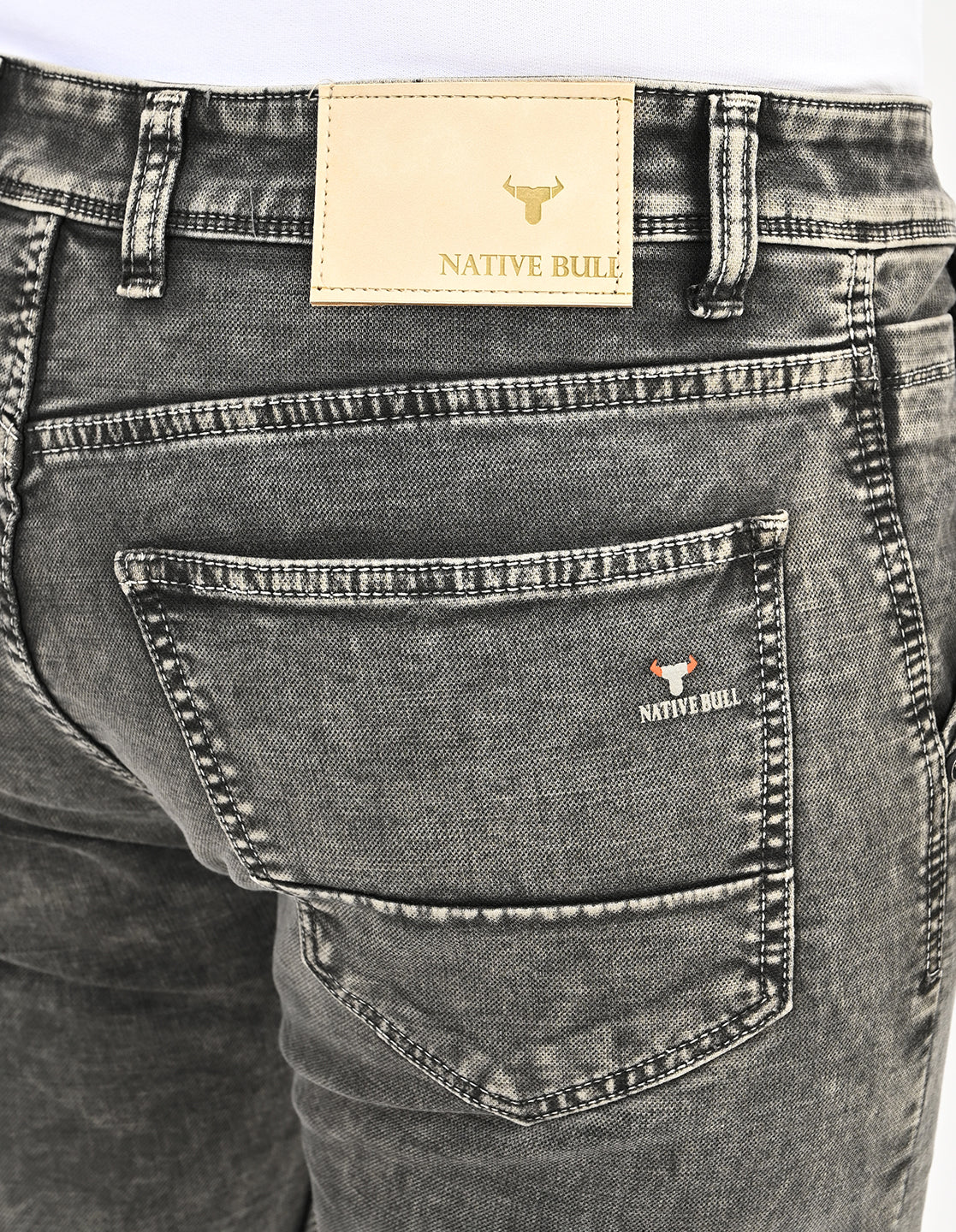 Men Mid Rise Slim Fit Clean Look Stretchable Jeans - Dark Grey-three