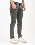 Men Mid Rise Slim Fit Clean Look Stretchable Jeans - Dark Grey-three