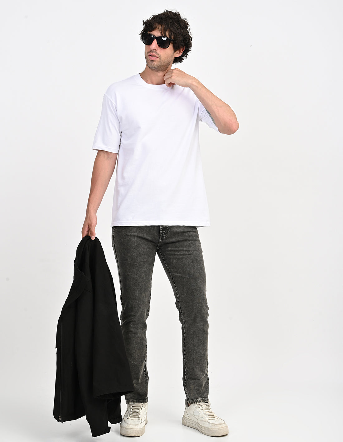 Men Mid Rise Slim Fit Clean Look Stretchable Jeans - Dark Grey-three