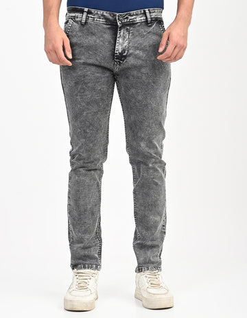 Men Mid Rise Slim Fit Clean Look Stretchable Jeans - Dark Grey