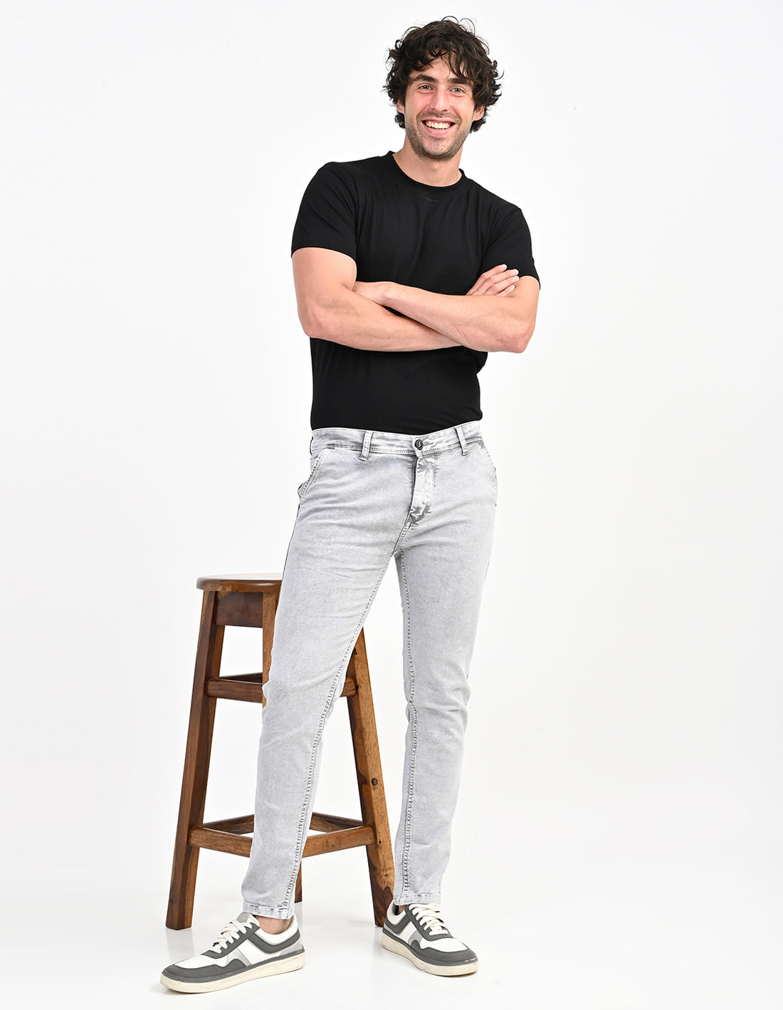 Men Mid Rise Slim Fit Clean Look Stretchable Jeans - Grey