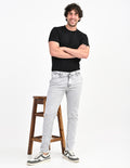 Men Mid Rise Slim Fit Clean Look Stretchable Jeans - Grey