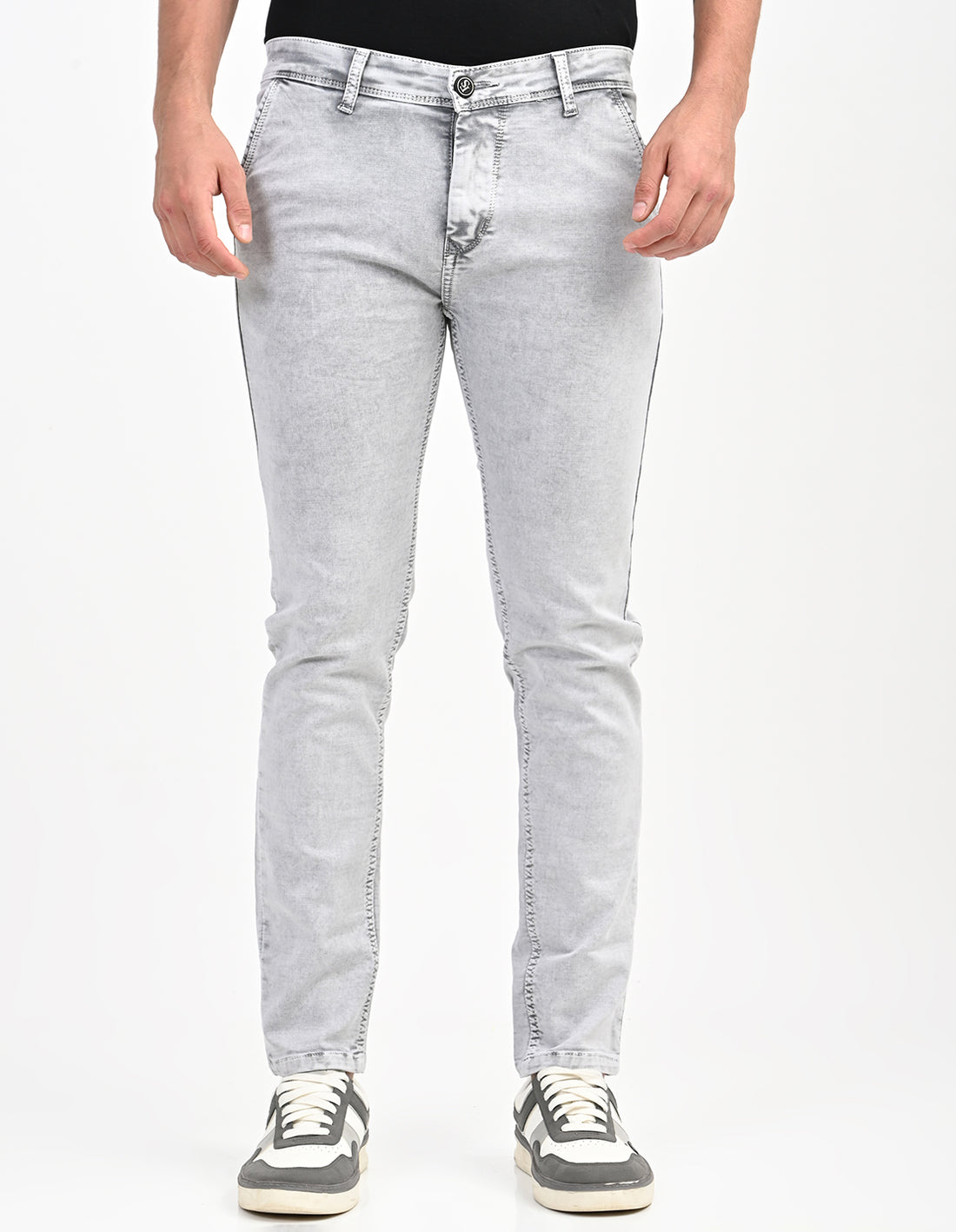 Men Mid Rise Slim Fit Clean Look Stretchable Jeans - Grey