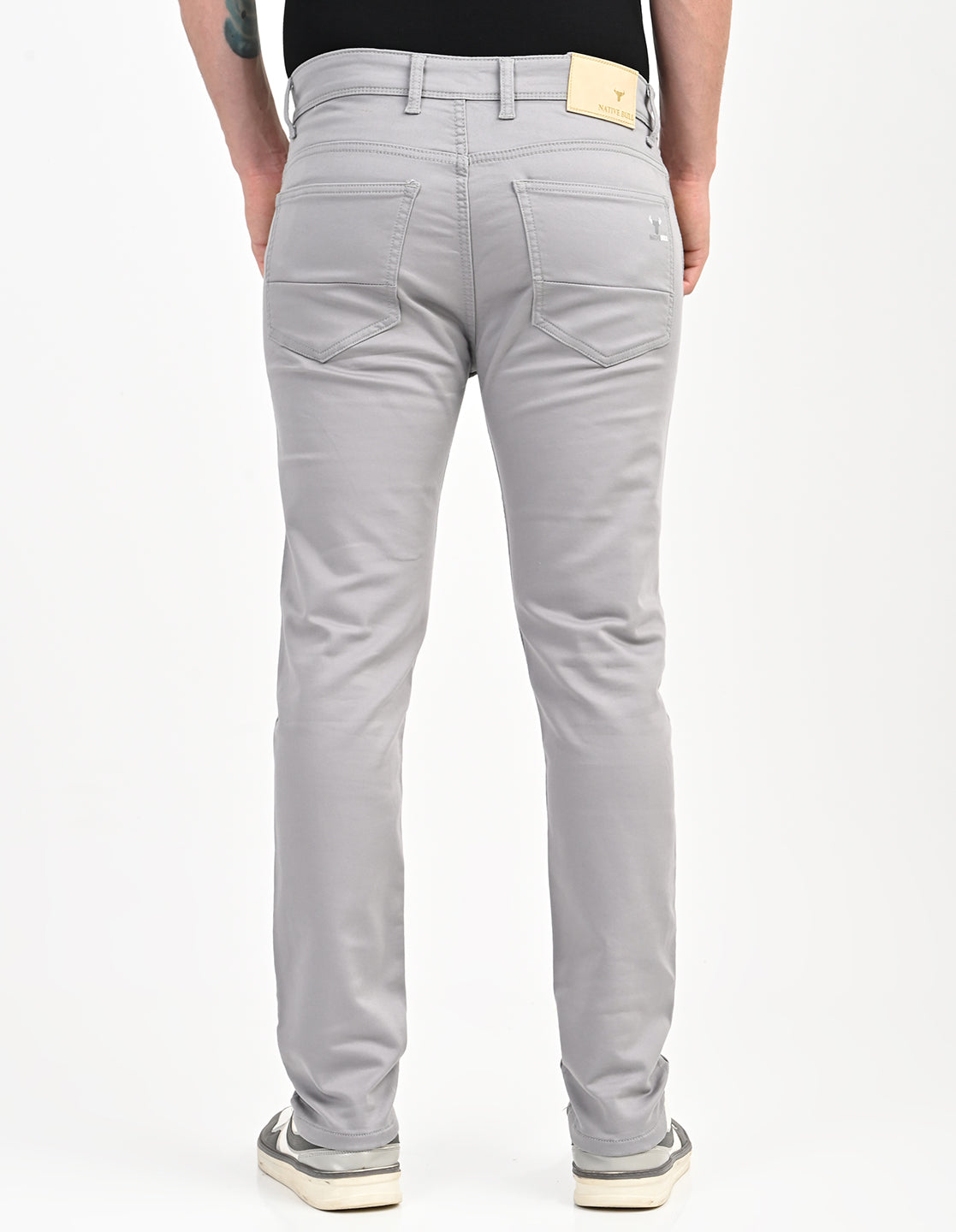 Men Mid Rise Slim Fit Clean Look Stretchable Jeans - Light Grey