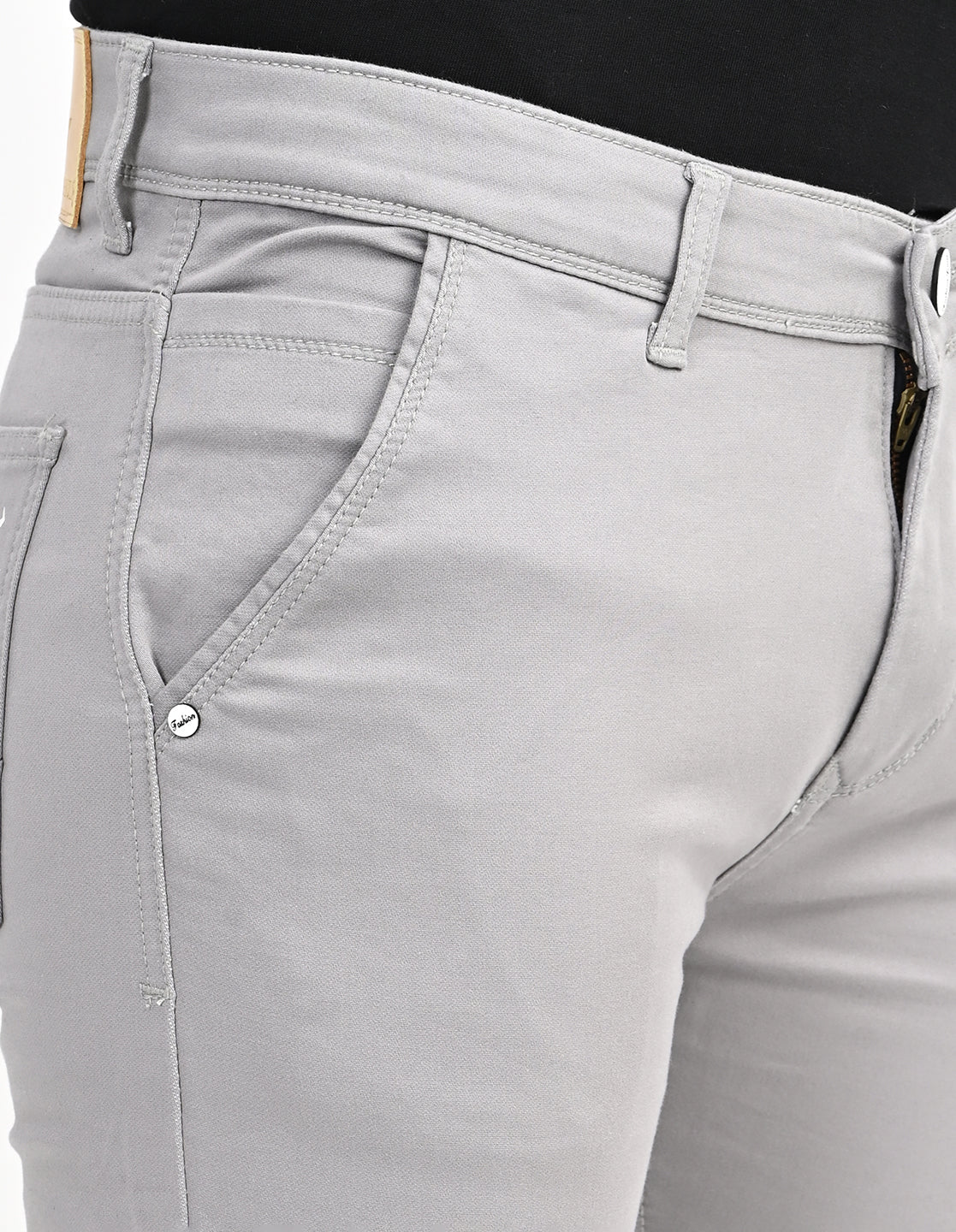 Men Mid Rise Slim Fit Clean Look Stretchable Jeans - Light Grey